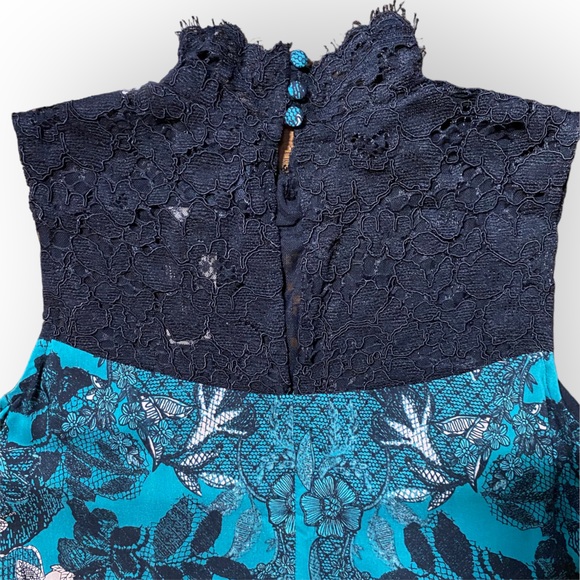 NWT Anthropologie Maeve Butterfly Lace Teal Sleeveless Swing Dress Size Small - Picture 9 of 13